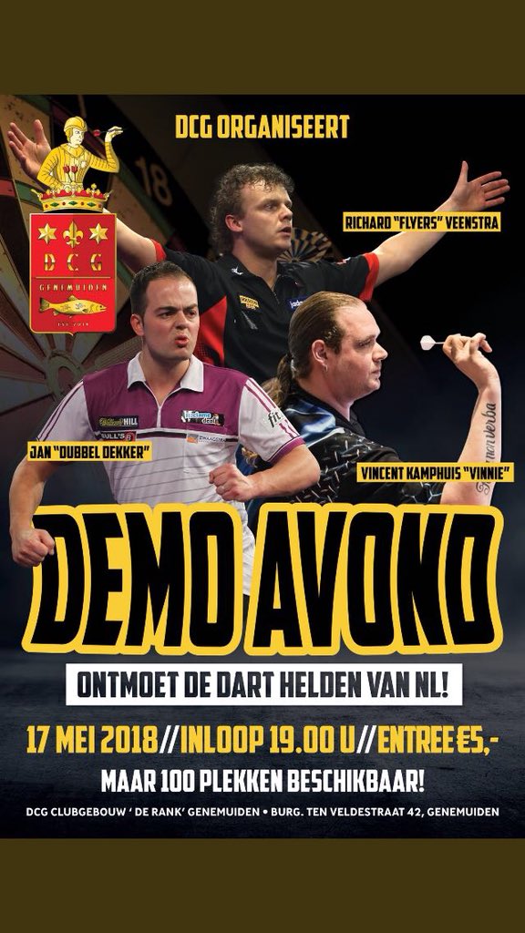 DCGenemuiden's tweet photo. Demo-day #topdarts #zelfgooien #pdc #bdo  #koudbier #gezelligheid #bethere https://t.co/HsEAl9NqEO