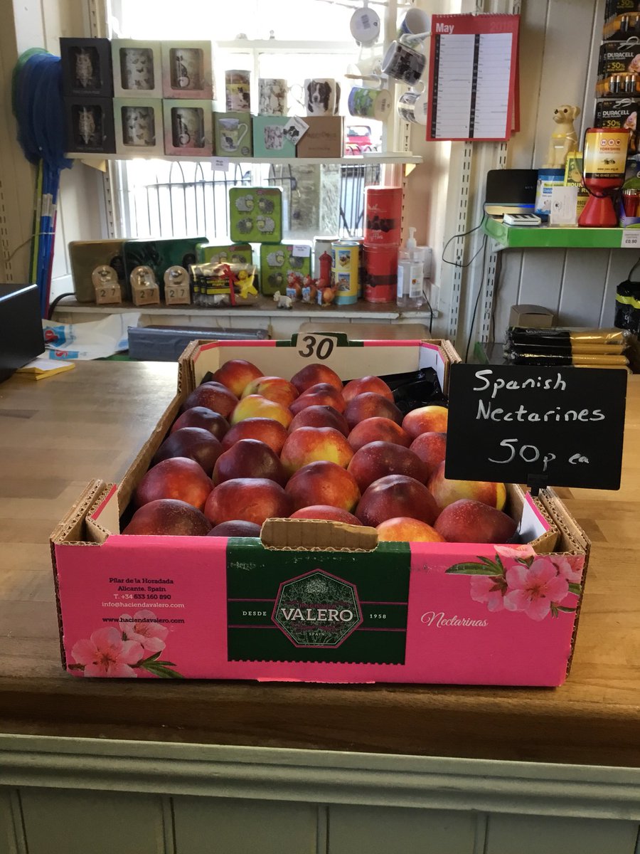 CrossStores's tweet photo. It’s a beautiful morning in Austwick, and the first signs of summer have arrived in the shop.  Juicy nectarines, 50p each. https://t.co/vPNrEWzHz6