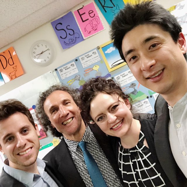 TrioCeleste's tweet photo. Celebrating after four nights of great music! #trioceleste #paulcoletti #concert #recital #chambermusic #classicalmusic #ravel #ziesl #schumann #duo #pianotrio #pianoquartet #standingovation #socal #seasonfinale #musicguild #northhollywood #la #cityofangels #lifeofamusician https://t.co/ArOeiz0JGO
