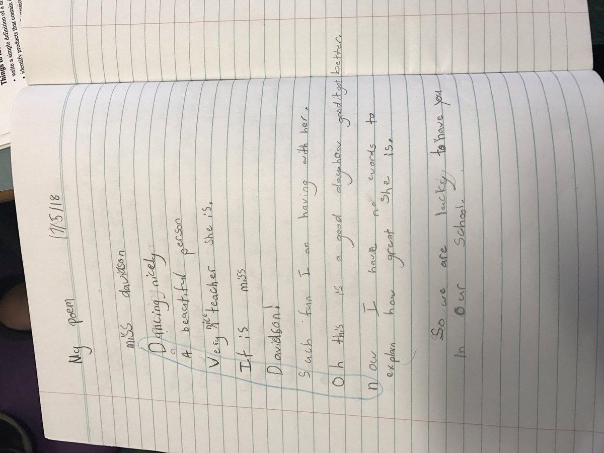 Writing poems with Year 3 today. This was one of the students acrostic poem! So sweet! #acuedu_P