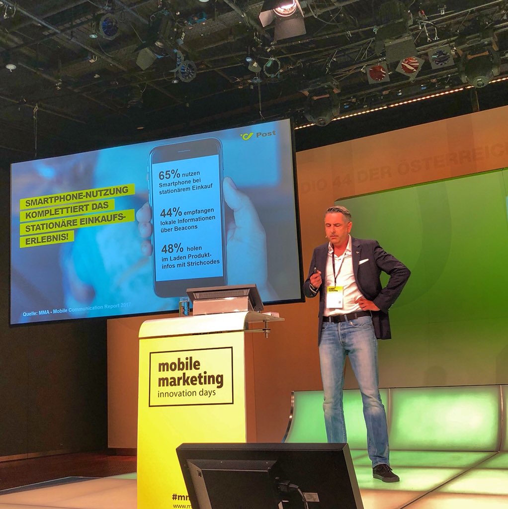 mma_at's tweet photo. #mmid18 österreichische Post AG präsentiert #iBeacon und #geofence Projekt und zitiert unseren #MobileMarketingCommunicationsReport https://t.co/a5hmy4IhMy