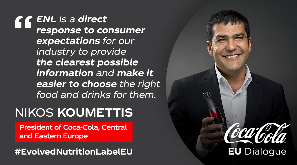 CocaCola_EU's tweet photo. Nikos Koumettis, President of Coca-Cola Central & Eastern Europe outlines the importance of collaboration in developing a harmonized labelling solution that works for #EU #EvolvedNutritionLabelEU #nutrition #lhealthyfood https://t.co/LNS7UVS0ZU