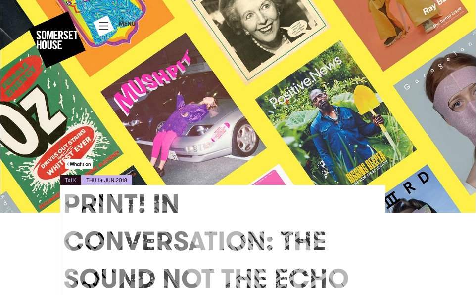 'The Sound Not The Echo' - title from <a href="/TinaBrownLM/">Tina Brown</a>'s <a href="/VanityFair/">VANITY FAIR</a> Diaries, suggested by <a href="/mrsgorman/">michelle gorman</a> - <a href="/SomersetHouse/">Somerset House</a> on June 14 w/ <a href="/PeterPeteryork/">Peter York</a> <a href="/themushpit/">MUSHPIT</a> + Prof Iain R Webb somersethouse.org.uk/whats-on/print…