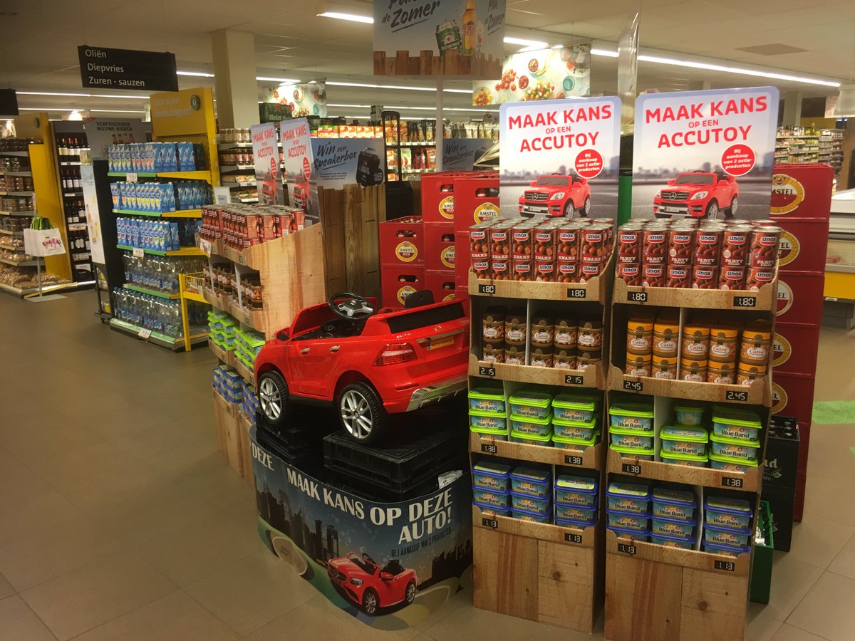 Bij aankoop van 2 actieproducten maak je kans op een Accutoy! Lever je bon in bij de kassa, in de daarvoor bestemde box, en wie weet wordt de accu auto van jou.