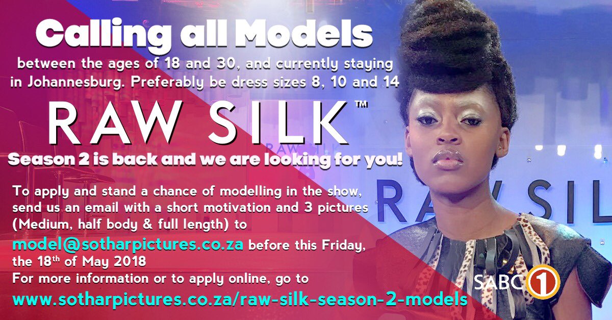 rawsilk_sabc1's tweet photo. Tomorrow is the final day for model submissions 🚨🚨🚨 hit us up https://t.co/Hu8aLiSFDj
