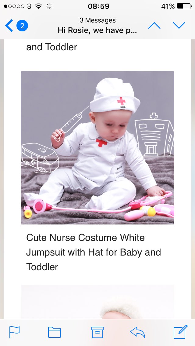 Rosiecfowler's tweet photo. @LetToysBeToys @patpatshopping these are the 'girl options' for dressing up my baby- compared to the 'handsome' lawyer, astronaut, engineer, doctor etc boys can aspire to be.  😡 unsubscribed. https://t.co/OFcdxMPpEC