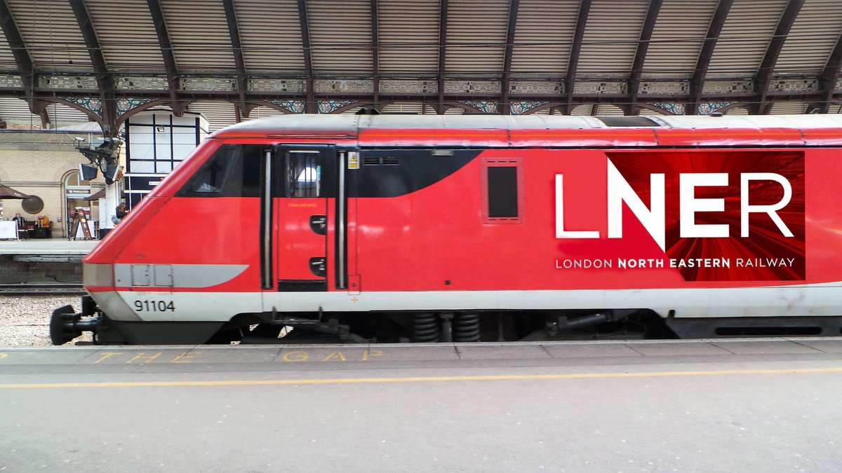 drice4472's tweet photo. @Virgin_TrainsEC  - 91104 at York with my take on what could be a cheap version of the new branding name to be applied to existing Virgin livery https://t.co/487lTcBvGV