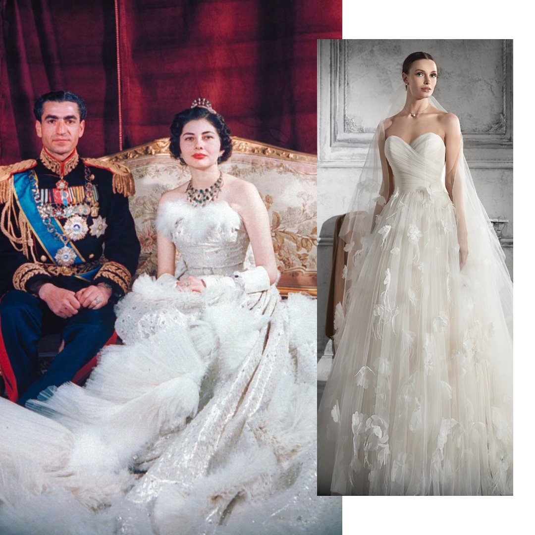 DemetriosBride's tweet image. #QueenSoraya was an actress who became an Iranian queen. Her custom @ChriDior gown was made from more than 65 feet of white silk and it reminds us #DemetriosDesign 786 with the strapless neckline and its daring 3-D details. What's your favorite part about this look?
#RoyalWedding