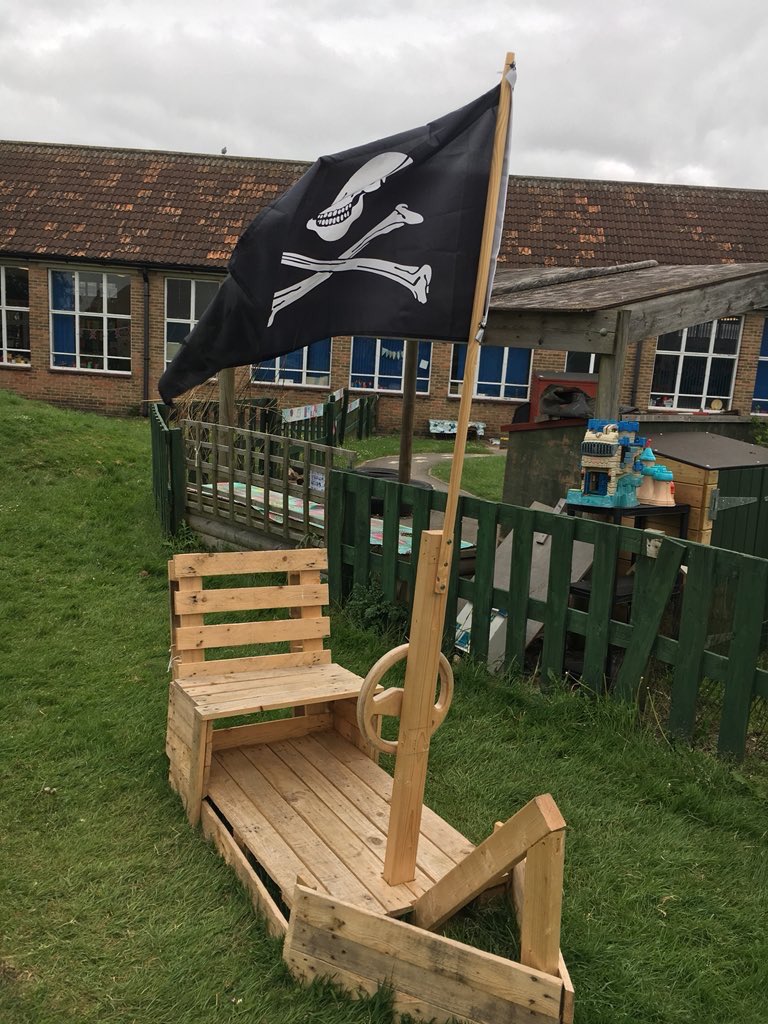 WfieldPrimary's tweet photo. Thank you Mr Mellen @hardboiled2006 @jotomellie for making this pirate ship. The children love it #WFEYFS https://t.co/OYGYBl3ihM
