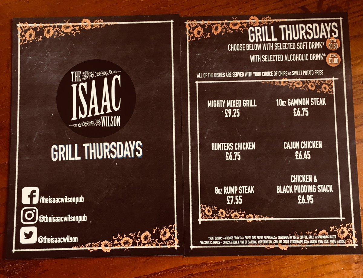 It’s Grill Thursday!!! Selected meals from just £6.95 inc a drink. #eatout #UTB #boro #Middlesbrough #independentpub #teesside