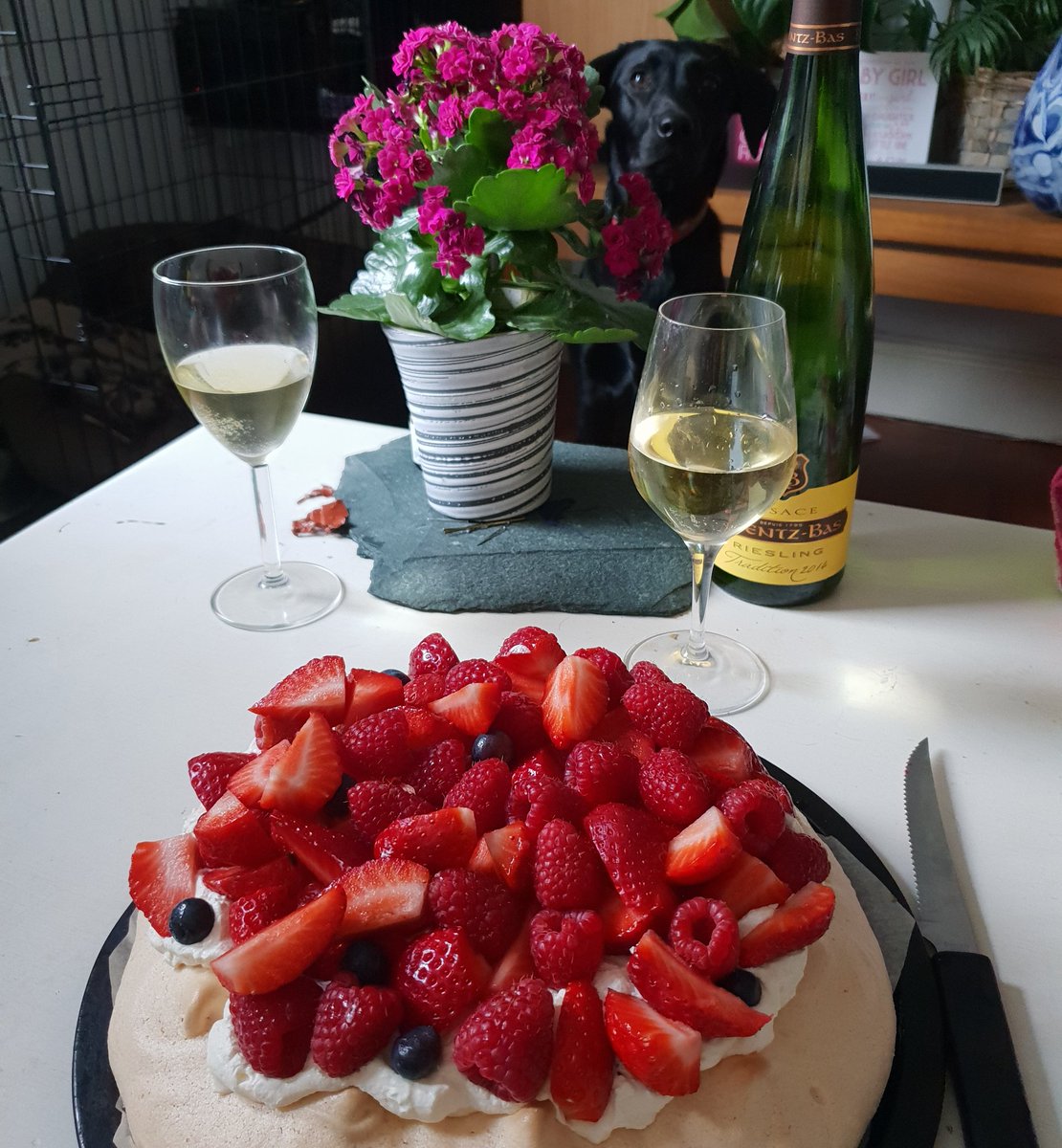 Last night's big old pavlova :D and a cheeky glass of something :) #foodie