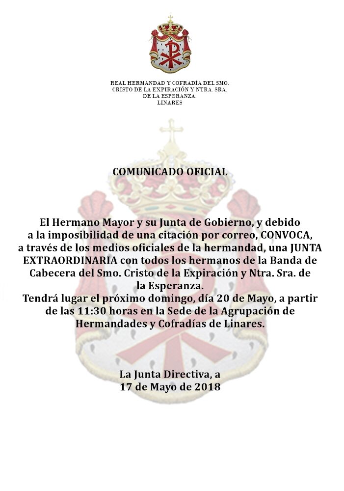 Hdad_Expiracion's tweet photo. COMUNICADO OFICIAL https://t.co/3BgZ0jaZoF