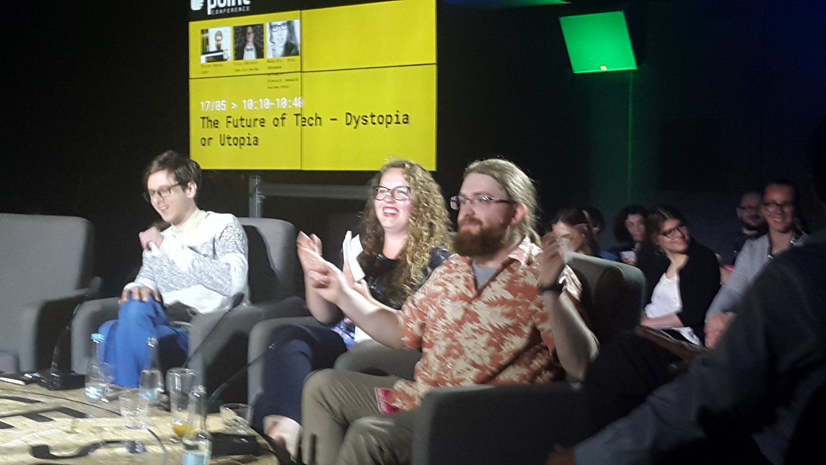 "The only way human intelligence can be scaled is through social actions" and organization, says <a href="/filipdobranic/">Filip Muki Dobranić</a>, discussing the future impact of #AI on society at the #POINT70 panel on the future of tech.