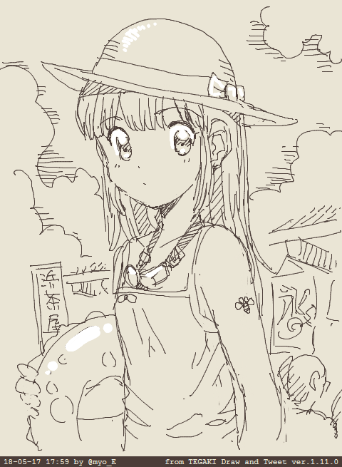 暑いわ。 #tegaki_dt 