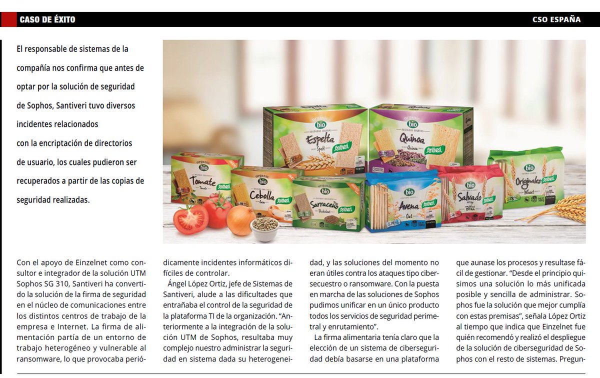 Os contamos el caso de éxito entre <a href="/EinzelnetGroup/">Einzelnet</a> y <a href="/Santiveri/">john silva</a> dónde apostamos por la integración de Sophos UTM.

Gracias a Ángel López Ortiz y a toda la organización por confiar en nuestras soluciones y por supuesto, gracias también a Sophos y a nuestro gran equipo de Einzelnet
