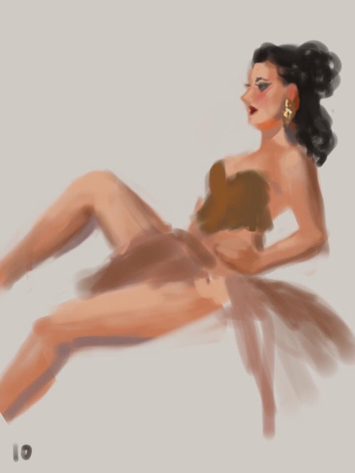 Life drawing night! had a gorgeous burlesque model posing for us ? done on procreate app. #procreateart #procreateapp #procreate #burlesque 