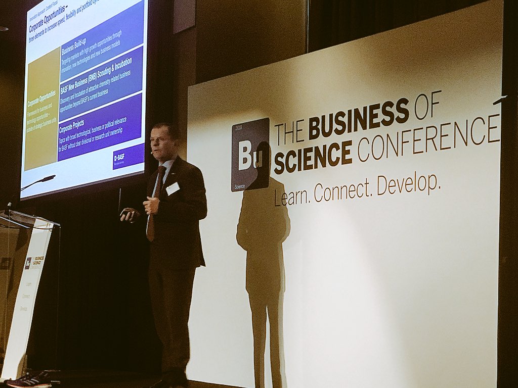 Great talk from <a href="/BuddDarren/">Darren Budd</a> on behalf of <a href="/BASF_UK/">BASF UK</a> at the <a href="/BusOfSciConf/">The Business of Science Conference</a> covering topics on the role of #chemistry  and BASF in #innovation #BoSC18
