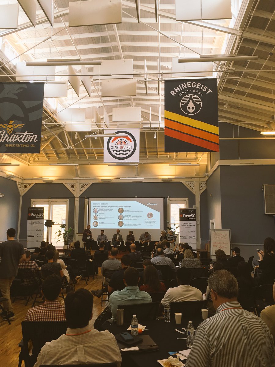 NaashomMarx's tweet photo. A panel on my favorite topic “How #Startups & #BigCos can and should collaborate” #Fuse50 #StartupCincy https://t.co/y1kxd5emKI
