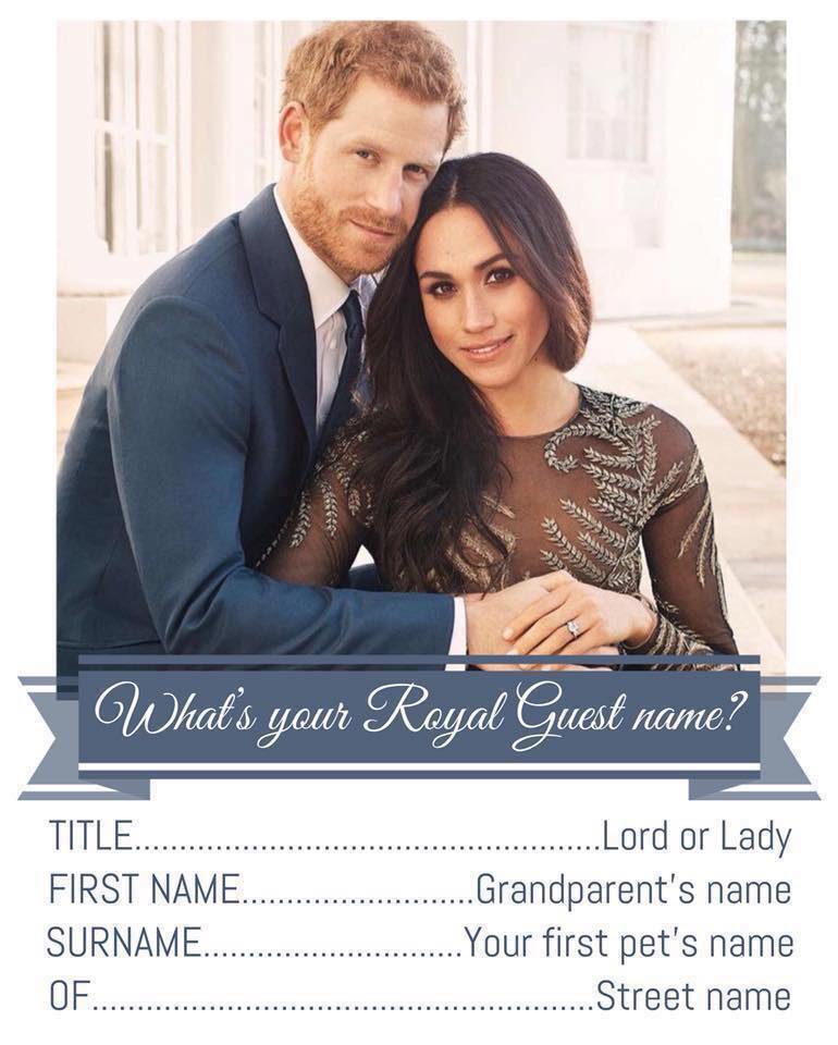 We're having a blast over on Facebook reading everyone's royal guest name! What's yours? Mine is Lady Rose Samantha of Applewood