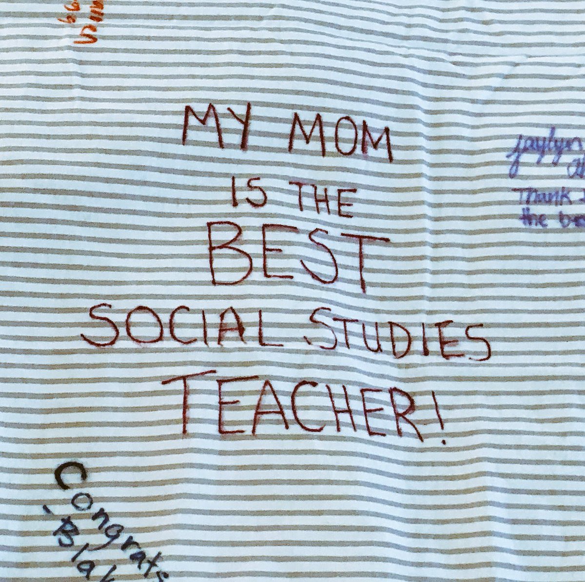 MrsRudolphCMS's tweet photo. Surprise baby gift from some staff/students. Best job ever! Best school ever! #DIGolympics @ChippewaMiddle https://t.co/f2Qix1OPoV