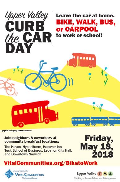 UVTrails's tweet photo. Tomorrow is #CurbtheCarDay! Take alternative transportation to work/school! Plus, if you pass one of these six locations between 7-9am, stop by for free coffee &amp; a treat: The Haven, @Hypertherm, @TheHanoverInn, @TuckSchool, Lebanon City Hall, &amp; Norwich https://t.co/FrCWBRy4vw