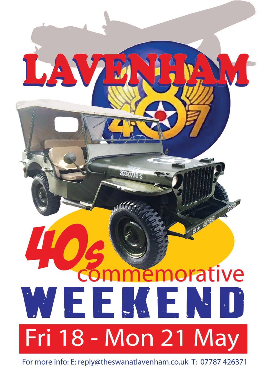 SwanLavenham's tweet photo. Lavenham Vintage 1940s Weekend 18-21 May
https://t.co/8pkmAw57Re
#Vintage #1940s #Weekend @moreLavenham @TheMerchantsRow @lovejoy_updates @lavenhambutcher @lienneposy @TenLavenham @LtHallLavenham @LavenhamNT @LavenhamPriory @HadleysLavenham @RetailLavenham https://t.co/Gfs0ozZrwJ