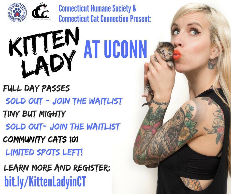 CTCatConnection's tweet image. Full day passes for @kittenlady are sold out! Get your tickets for community cats 101 or join the waitlist at bit.ly/KittenLadyinCT