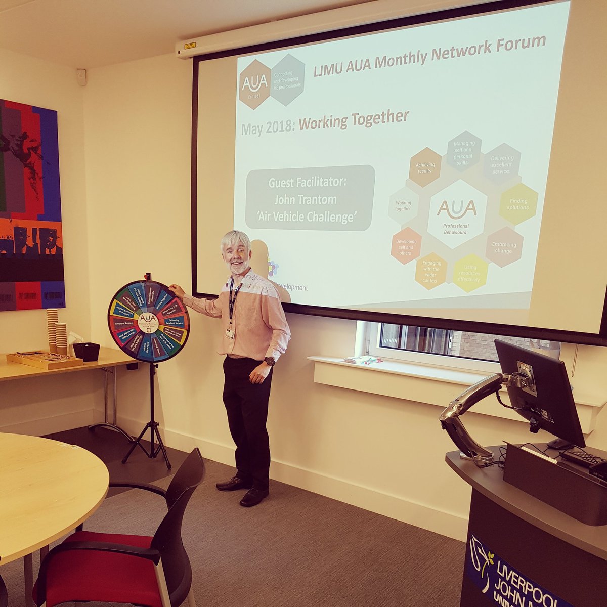 AUA_LJMU's tweet photo. Great @The_AUA Network Forum delivered by @JTDO3 from @LJMULDF for Working Together. Three teams of @LJMUstaff competed in the 'Air Vehicle Challenge'. Very fun way to develop our self-awareness and communication skills for teamworking and influencing 👐  #everybodywins https://t.co/hHs2xx2rYk