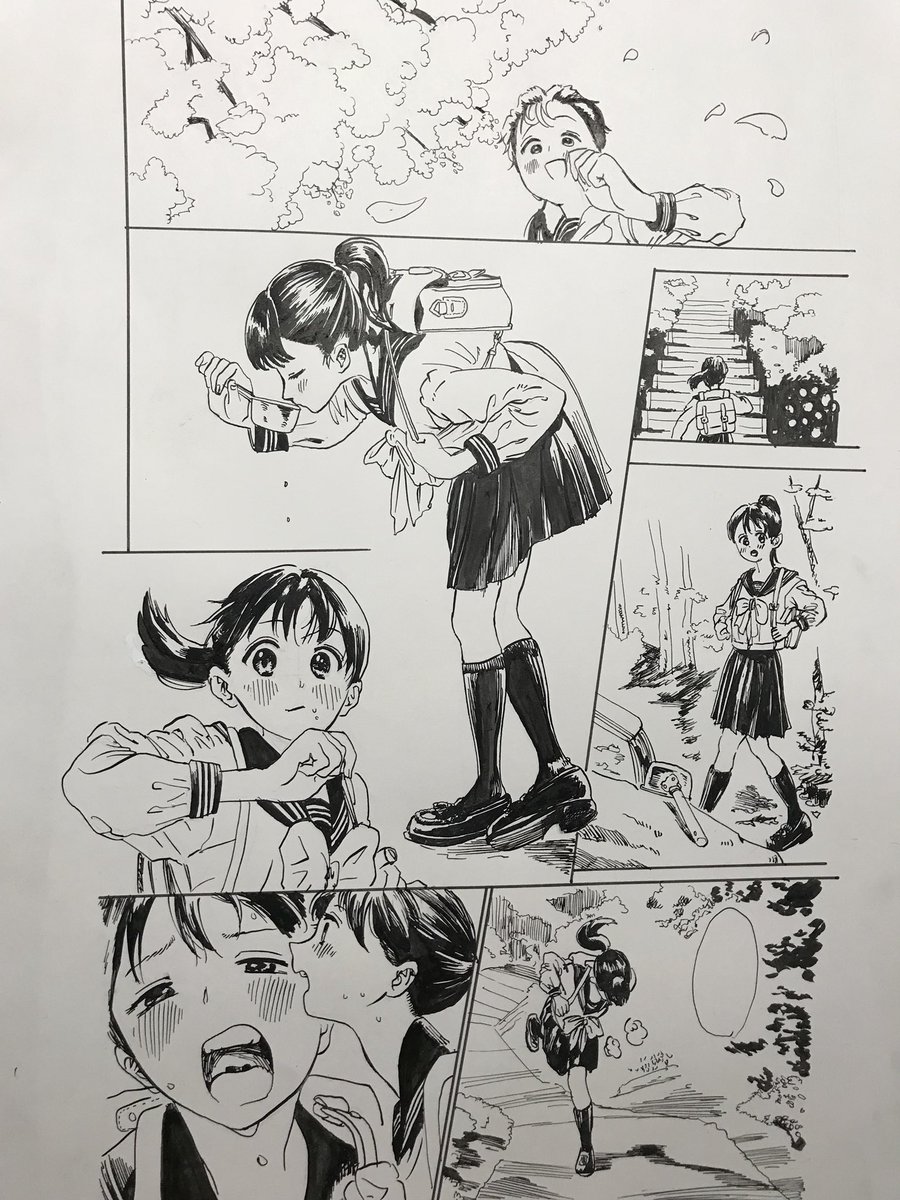 博さんの絵が好きだしまずうますぎだし明日ちゃんのセーラー服良い漫画すぎだから画力向上のため勝手に模写させていただいた 