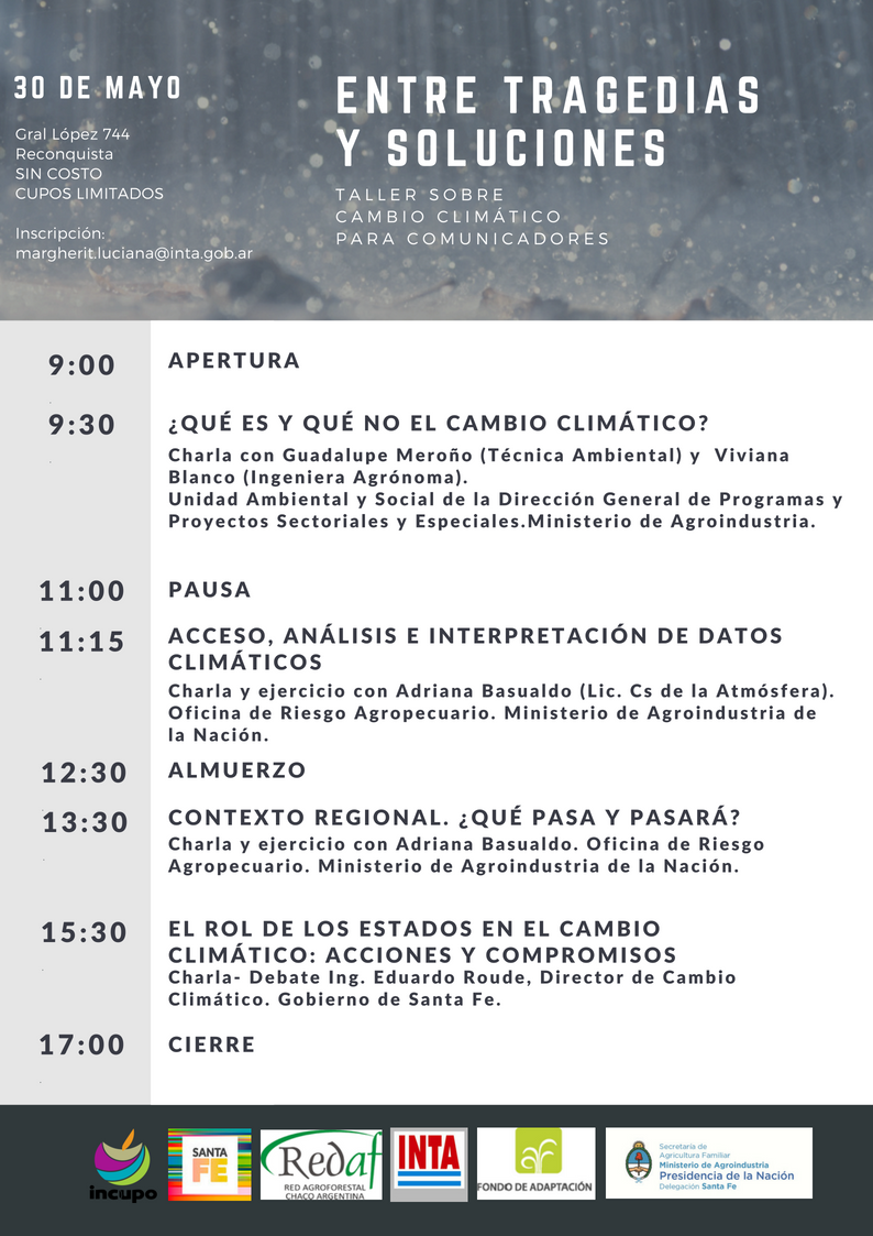 #ComunicarelCambioClimático ¿Cuál es el rol de los medios ante este fenómeno global? ¿Cómo generar contenidos sobre el CC?
Proponemos un espacio en el que abordaremos el CC desde una mirada ambiental para comunicadores del norte del norte de Santa Fe. 
Inscribite 👇