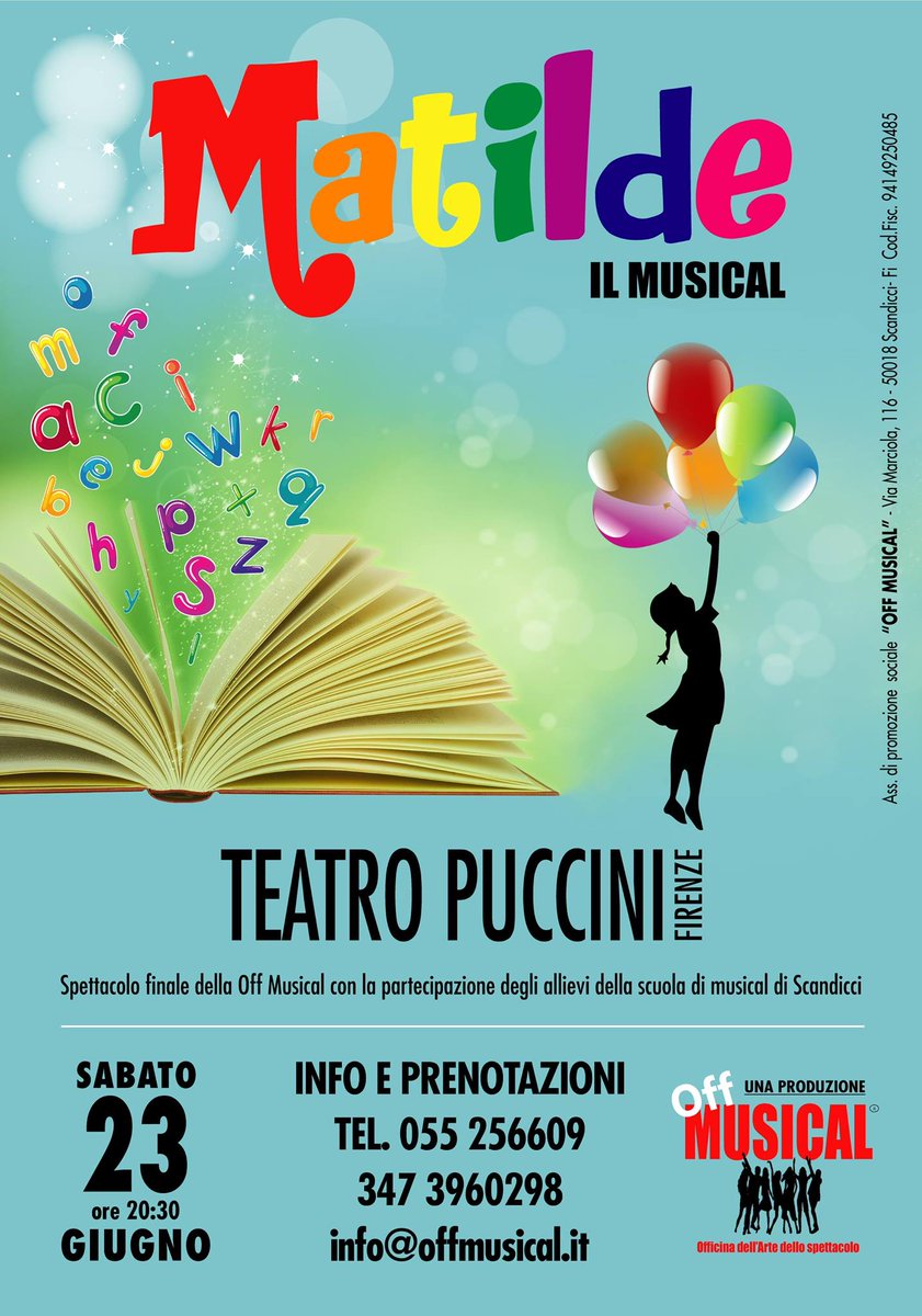 TEATRO PUCCINI, 23 Giugno ore 20.30, penotazioni info@offmusical.it tel. 347 3960298