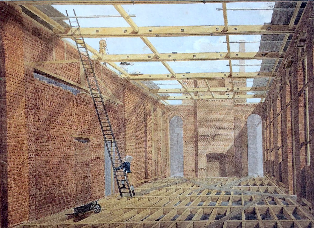 OSaumarezSmith's tweet photo. John Soane got his pupils to make progress perspectives of his buildings under construction as part of their training. The results are exquisitely beautiful &amp; offer an astonishingly vivid insight into Georgian building methods. https://t.co/K2wWIlCnwR