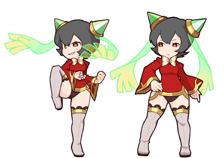 地獄カバ 中華っぽいキャラ 名前はスーです 頭のツインテールみたいのが手みたいに動く あとパニコの新衣装 ニンジャ です 和服に関してはいつも左右で合わせちゃんと差分作ってるのえらいと思う 自分でほめる えらい