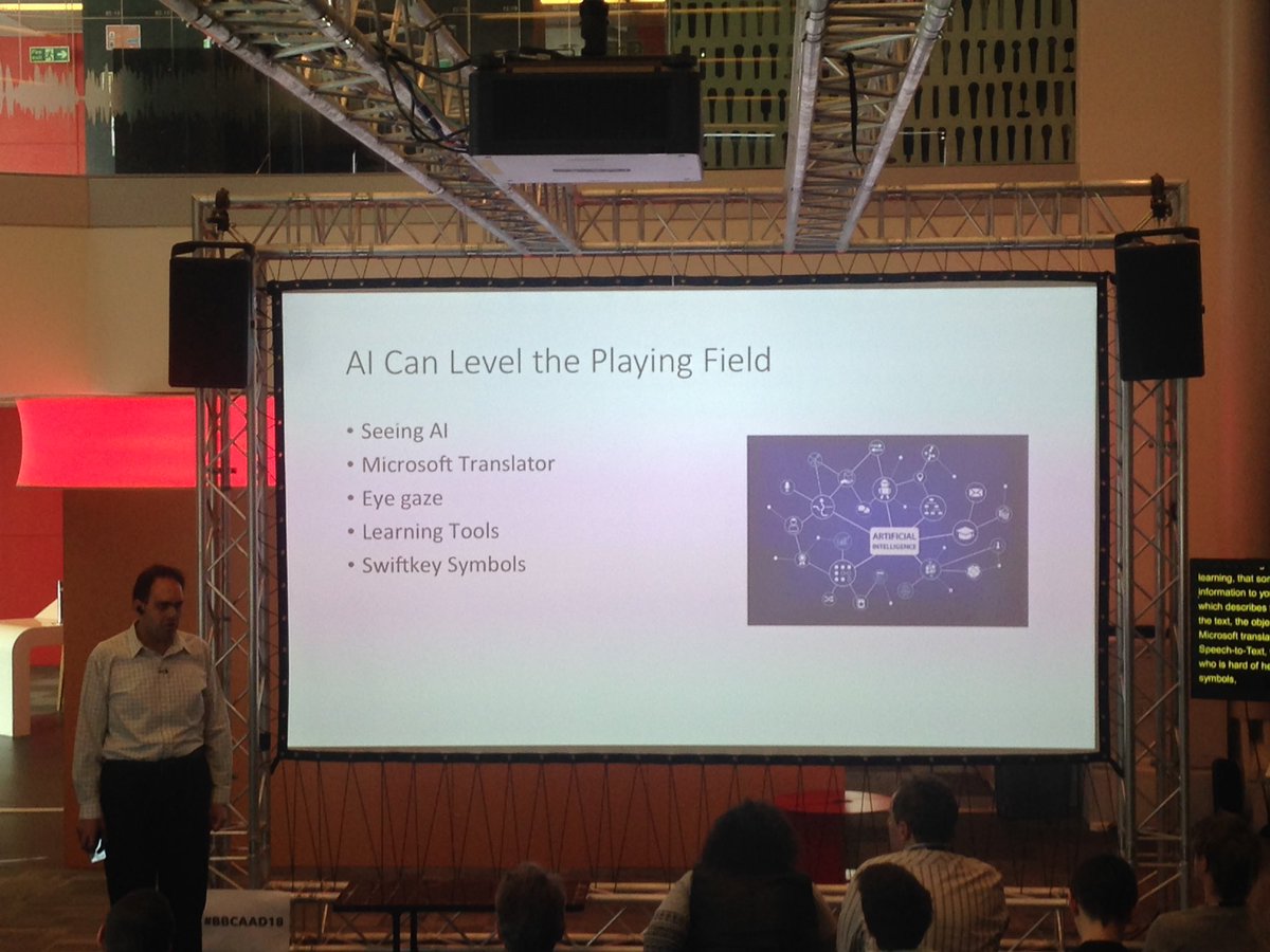 "AI can level the playing field" <- takeaway from accessibility awareness day #seeingai #BBCAAD18