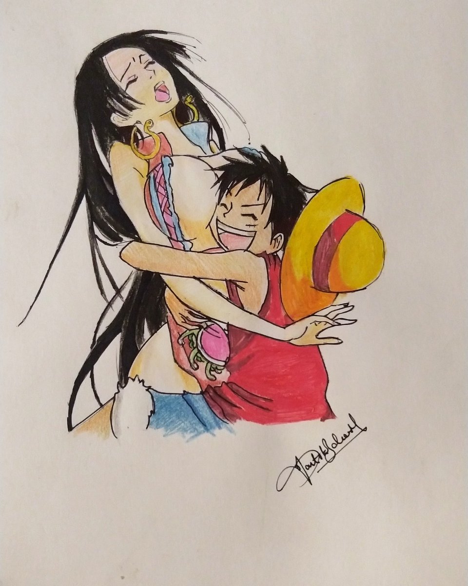 Boa Hancock and Monkey D Luffy colour pencil #onepiece #onepiecefan #one_pi...