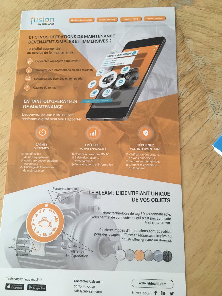 innopole's tweet photo. #ITTD : on retrouve bien sûr @Ubleam_dev et son innovation phare le #bleam. Adapté pour les industriels, les fabricants de produit ou encore les gestionnaires de bâtiments, il permet d'interagir avec les objets simplement depuis 1 application mobile en réalité augmentée. #IoT https://t.co/p0qXtgimNV