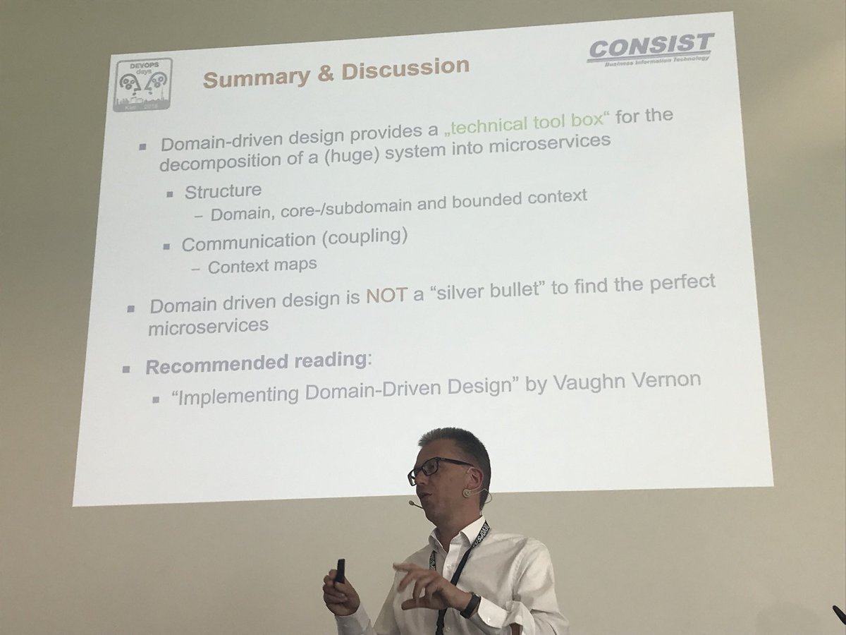 fr_roya's tweet photo. understanding challenges and pros of using microservices and DDD by Matthias Hänsgen in “Microservices And Domain-Driven Design” #dodkiel18 #DevOpsDaysKiel #Microservices #DomainDrivenDesign https://t.co/qcWILTFAy1