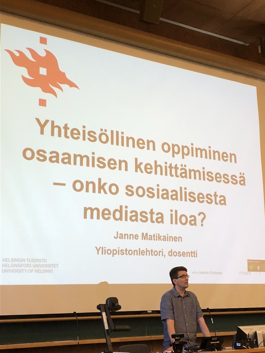 Päivän toisessa puheenvuorossa pohditaan onko sosiaalisesta mediasta iloa yhteisöllisessä oppimisessa. Mitäs olette mieltä? @matikainenjanne kertoo meille lisää. #yhteisooppiiverkossa  #some #oppiminen