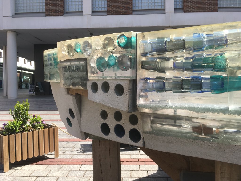RAMPceramics's tweet photo. The Glass Boat was commissioned by @IKEAUK to celebrate the new #ikeaexeter that opened last week. Made using glassware from #ikea it refers to Exeterโs maritime history. @Princesshay for the next 2 weeks. If you are passing in the eve, it looks lovely with lights on it also. https://t.co/CBpNcArmdR