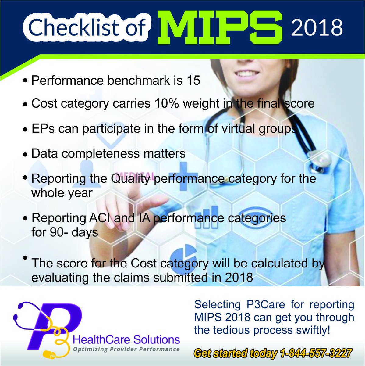p3_healthcare's tweet image. MIPS 2018 is here. To get a good final score, the eligible professionals must report on measures in four performance categories.
#MIPS2018 #MIPSRegistry #MIPSMeaningfulUse #MeaningfulUse2018 #P3Care #HITConsultants #CMSReporting