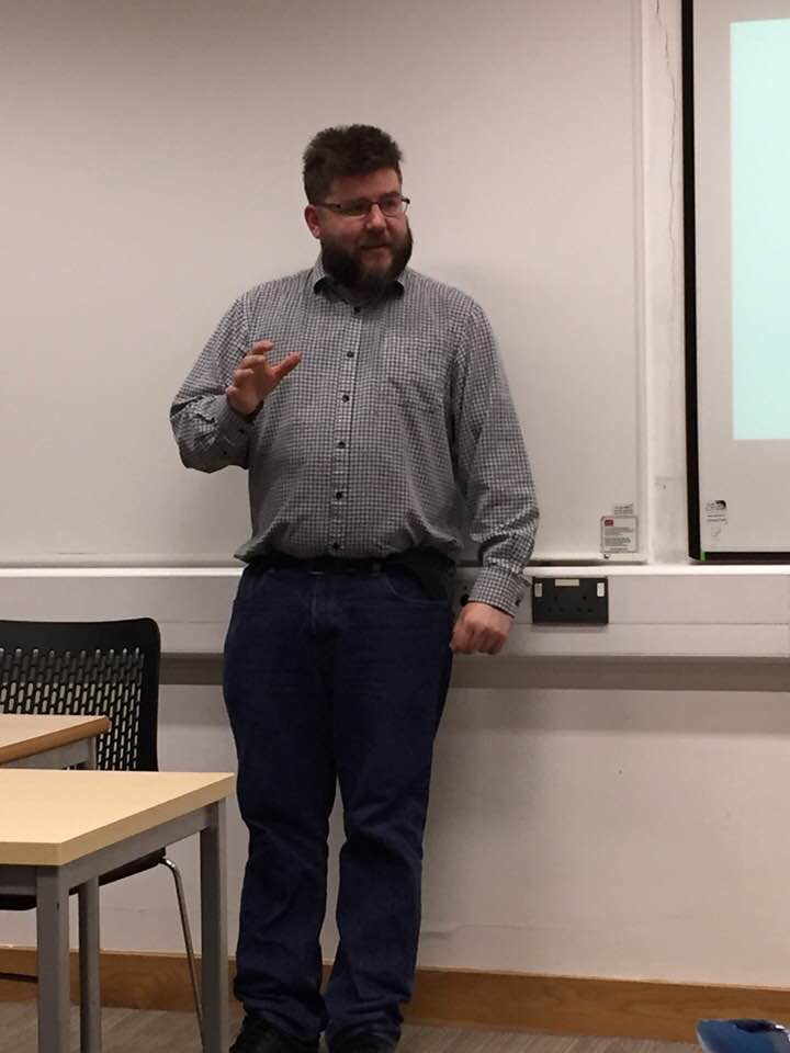UcWA_English's tweet image. Matt Bentley at the @AngliaRuskin Postgraduate Research Seminar, giving his last paper on his research in Native American masculinity in US culture &amp;amp; helping candidates with generous practical tips on surviving the PhD process. Thanks to @DavidACMaile for the photo.