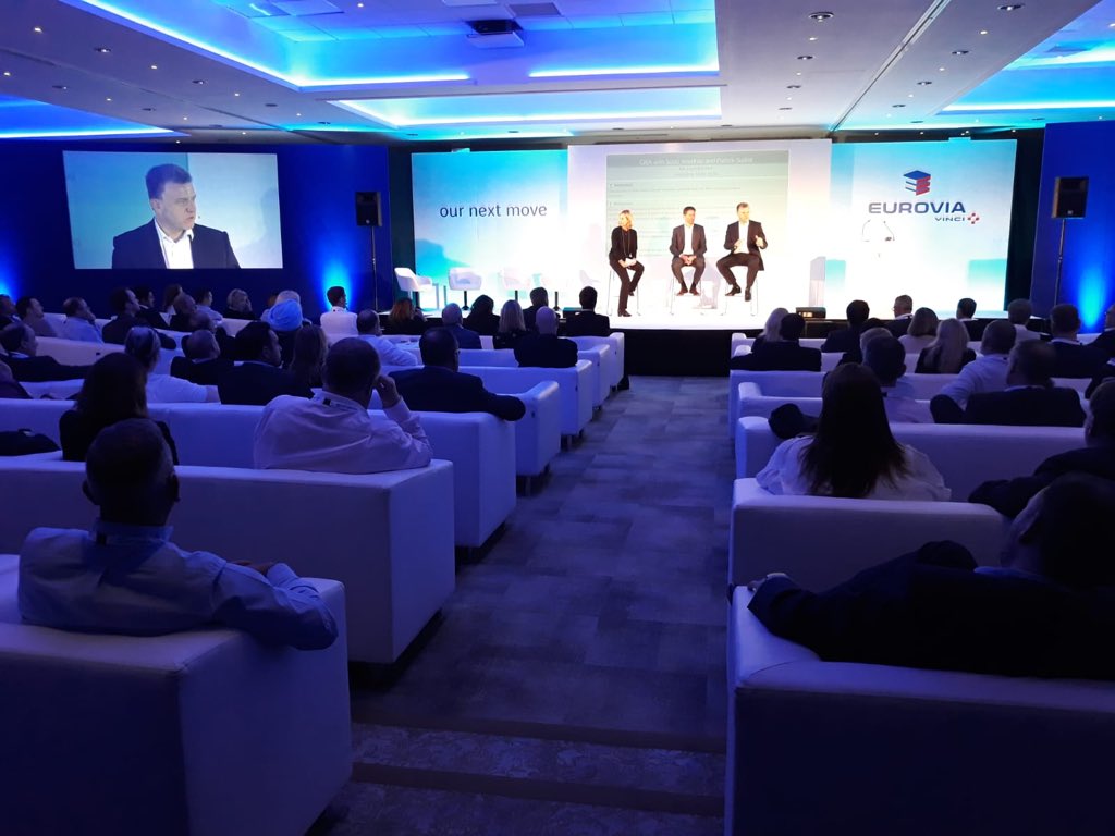 Eurovia_UK's tweet photo. Q&A session with Patrick Sulliot, CEO of UK & Americas, Eurovia SAS & Scott Wardrop, Chief Executive, Eurovia UK through #OurNextMove app #Interactive #Highways https://t.co/lTsuRptxNo