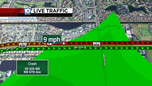Crash on SR-826 WB at NW 67th Ave #traffic https://t.co/KjlCxMQgIP