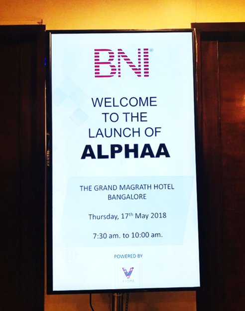 vyoma_media's tweet image. Our smart displays at BNI Conference today in Bengaluru, showcasing #contextualcontent using #realtime #weatherconditions #DOOH #digitalsignage