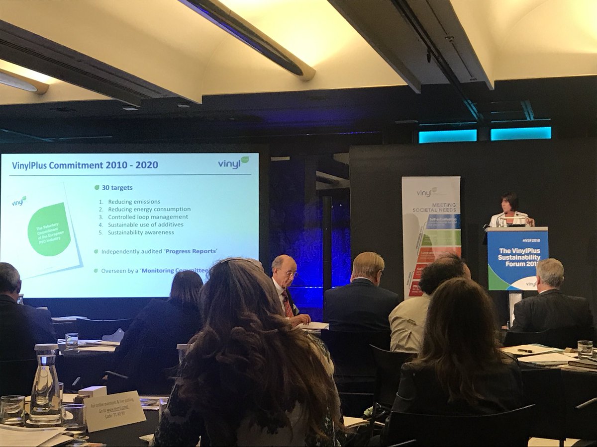 Annual progress report for <a href="/VinylPlus_EU/">VinylPlus</a> is being launched at #VSF2018 by <a href="/BrigitteDero/">Brigitte Dero</a>