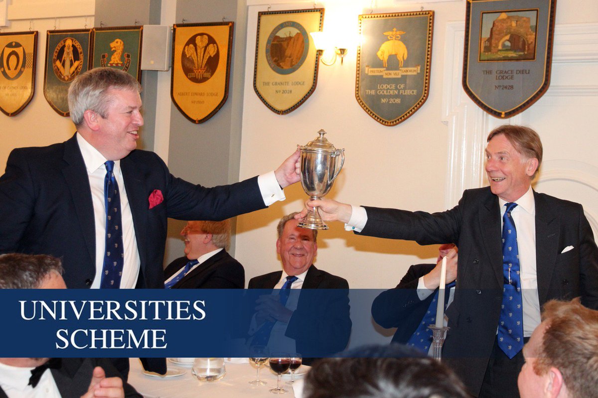 Friday 4th of May, <a href="/aul357/">Apollo University Lodge No 357</a>, claimed the DKW Loving cup from the David Kenneth Williamson Lodge 9938. This followed a quintuple passing ceremony on behalf of <a href="/LodgeScienceArt/">Science and Art 8429</a> , <a href="/Castle7767/">Castle of Leicester Lodge No.7767</a> &amp; <a href="/WyggestonLodge/">The Wyggeston Lodge No.3448, Leicester</a> .
Picture: W Bro Paul Grier claiming the cup from RW Bro Oliver Lodge.