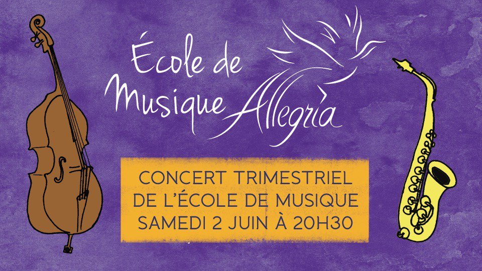 EspaceAllegria's tweet photo. L'école de musique Allegria vous présente ses élèves et professeurs! Venez apprécier les divers instruments et rencontrer nos professeurs lors de notre deuxième concert de l'année! 
Le 2 juin, 20h30, participation libre

#musique #concert
https://t.co/Am7by4FDUU https://t.co/R1EiJkQp2N