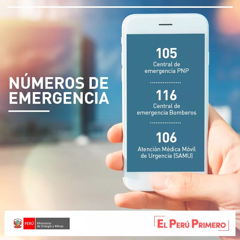 MinemPeru's tweet photo. Te recordamos mantener la calma y tener siempre a la mano estos números de emergencia. #Temblor #sismo https://t.co/b1dtfU5fQ0
