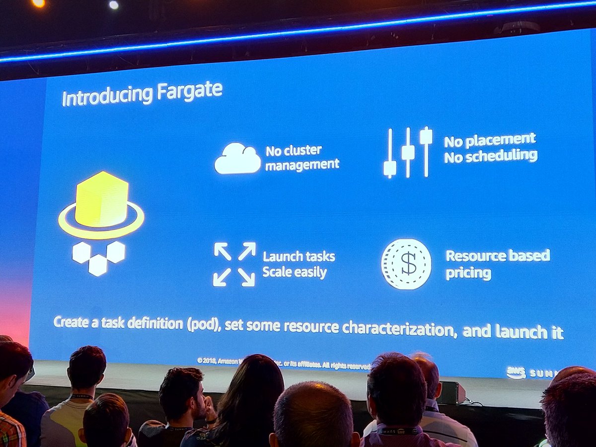 TenthDStudio's tweet photo. #awssummit te da pereza gestionar los cluster de los contenedores?? Pues ya no hay excusa con aws fargate ecs. La verdad es que parece simplificar mucho el proceso. https://t.co/GPgjQIRQ9Q