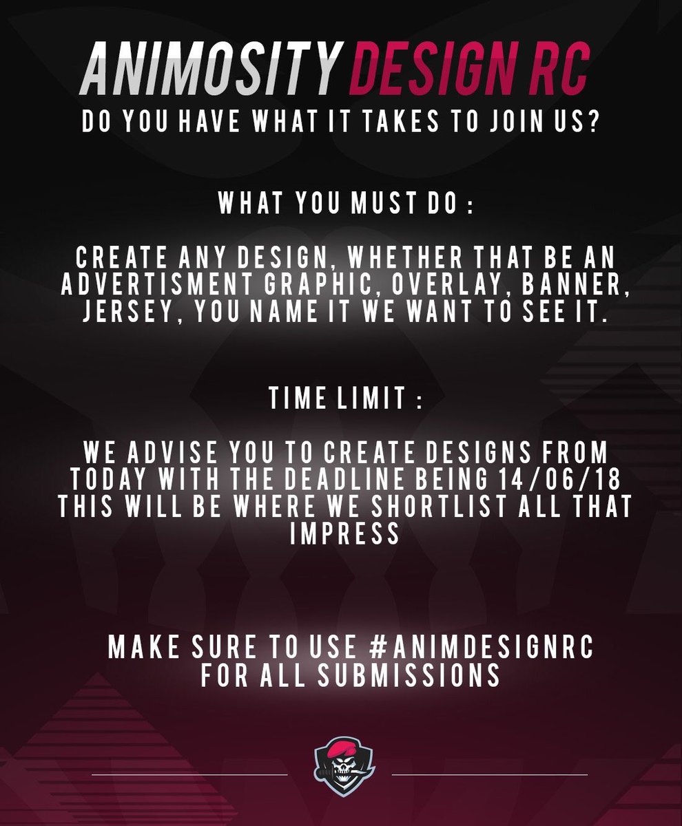Animosity_GG's tweet photo. Just a quick reminder of the current #AnimDesignRC that is live, seen a few strong entries so far. Keep them coming people!
Anim logo: https://t.co/QD8M3eIAcx
#AmFam⚔️ https://t.co/6bxIJEAxFb